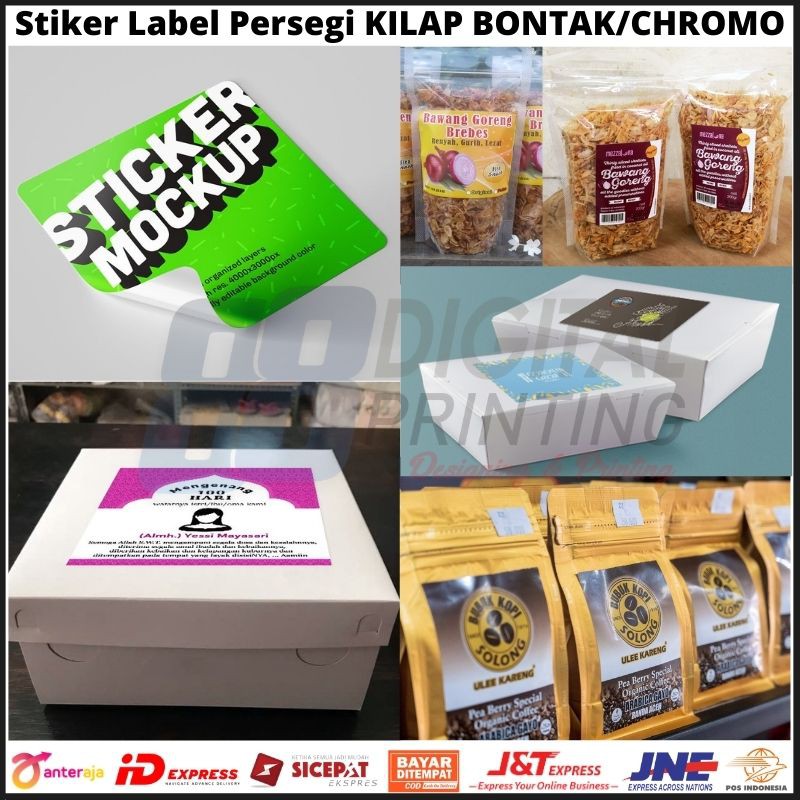 

Cetak Stiker Label Persegi KILAP / Sticker Label Kemasan Makanan Minuman BONTAK Stiker CHROMO