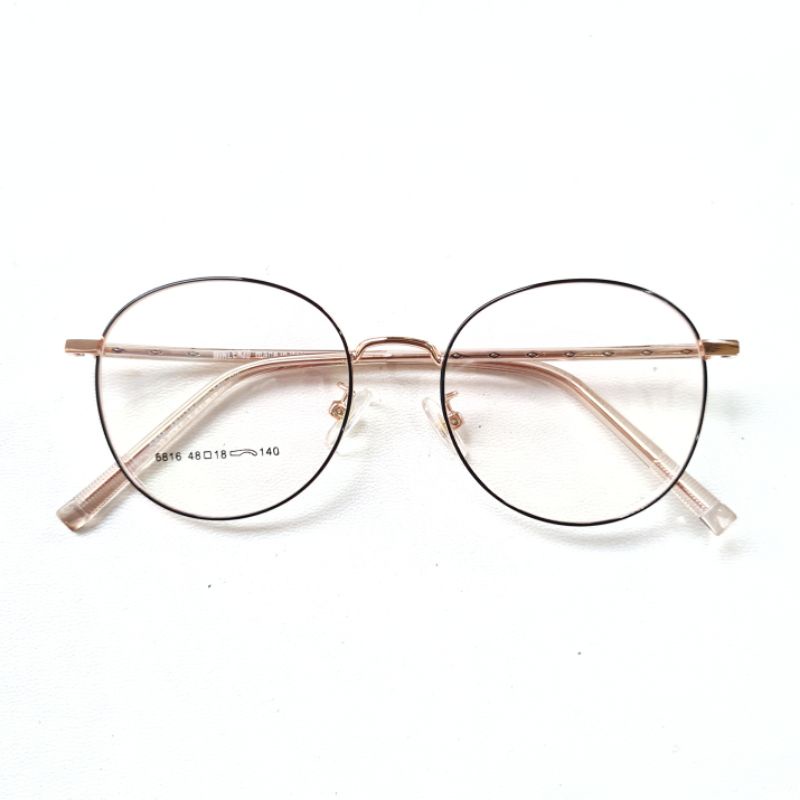 Frame + Lensa Anti Radiasi Kacamata Oval Metal 6816