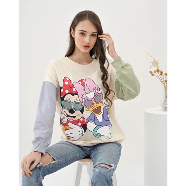 SWEATER MINNIE DAISY TANGAN PANJANG - FREE MASK