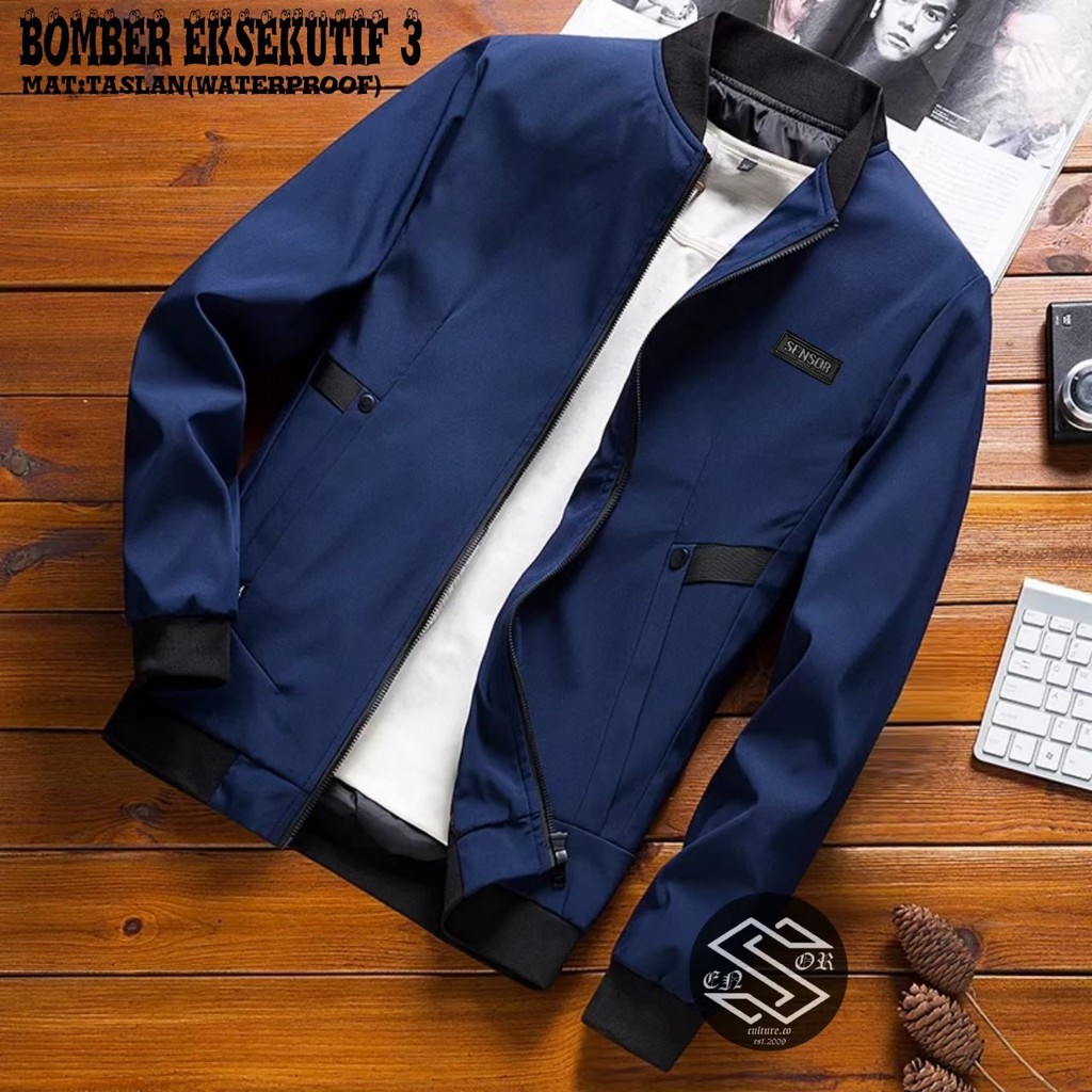 [COD] JAKET BOMBER TASLAN POLOS PRIA / JAKET BOMBER EKSEKUTIF ANTI AIR WATERPROOF ORIGINAL SENSOR