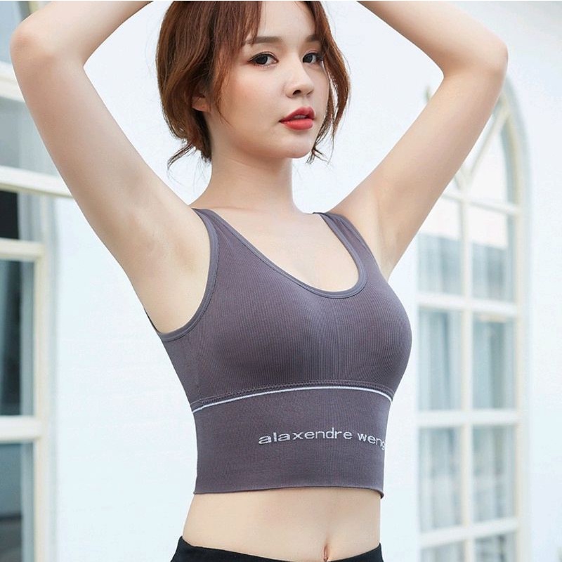 Alaxendre Weng BRA IMPORT BRA SPORT BRA GYM Olahraga Wanita BH Tampa Kawat Elastis