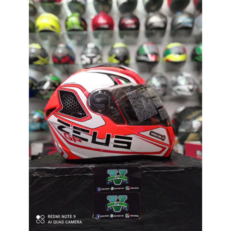 HELM ZEUS 811 WHITE ORANGE TERMURAH