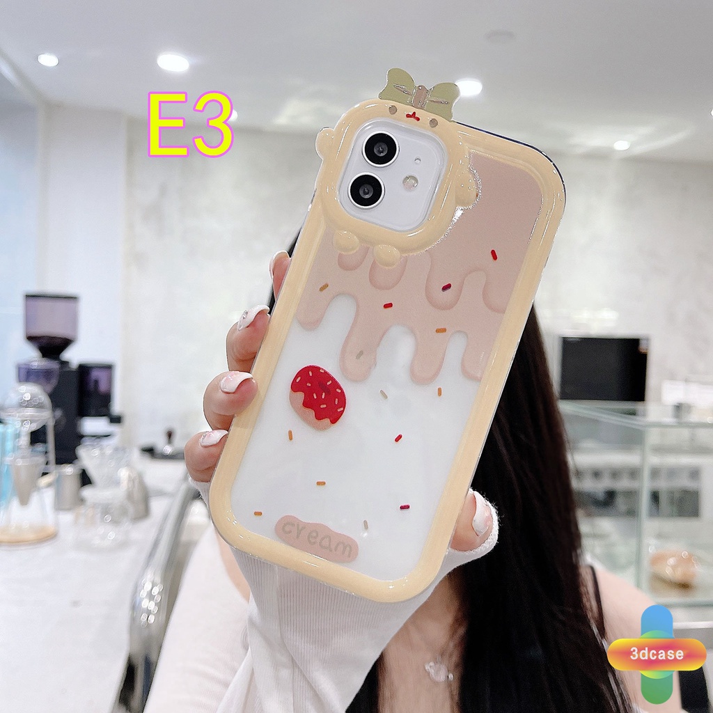 Soft TPU Case Compatible For IPhone Case 12 11 13 PRO MAX 6 7 6S 8 14 Plus X XR XS MAX 11 12 13 mini Se 2020 6SPlus 7Plus 6Plus 8Plus XSMAX Shockproof Motif Es Krim Transparent Case