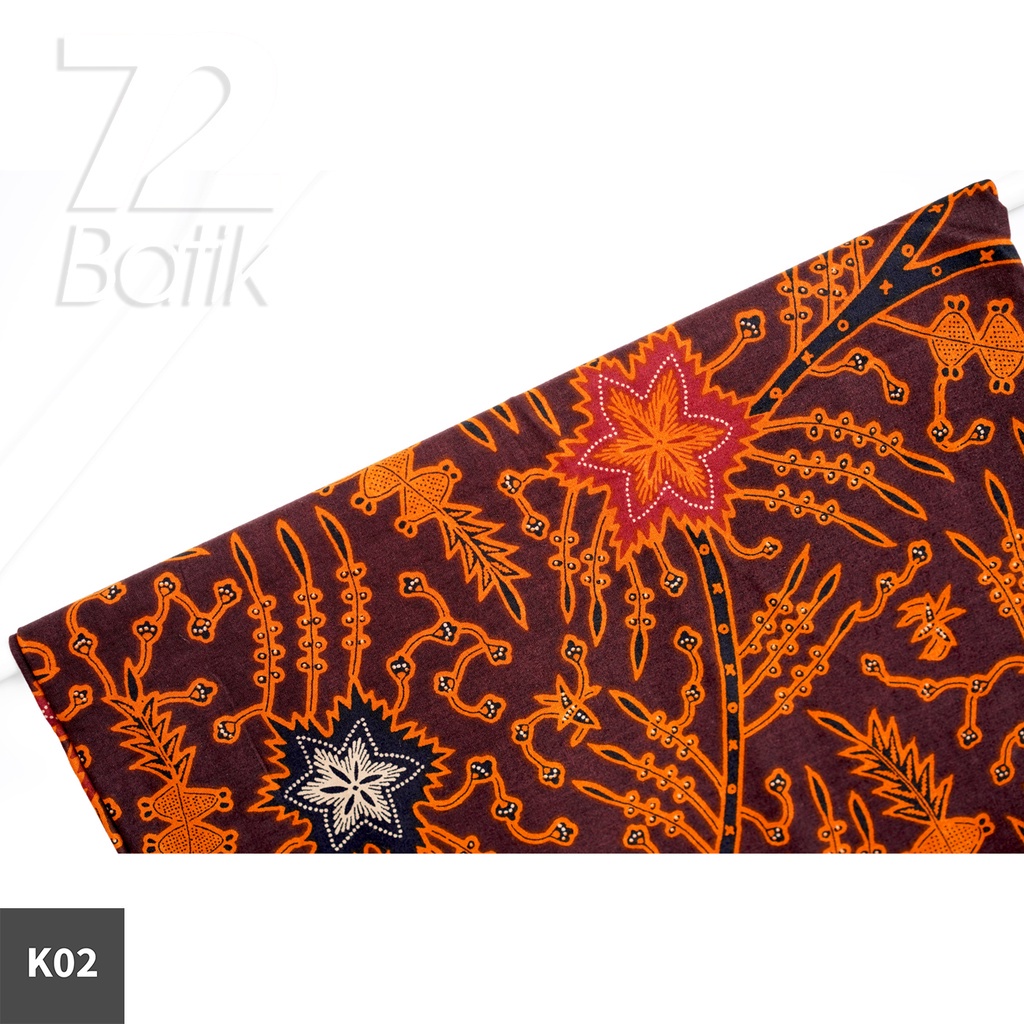 KAIN BATIK PREMIUM Bahan Katun Motif Kembang Asri Warna Coklat Tua 726937 Cap 72 Jarik Jarit Samping Kebat Panjang Batik Katun Modern Premium Bahan Seragam Batik Pernikahan Kantor Keluarga Murah Kamen Jadi Batik Bali Lembaran