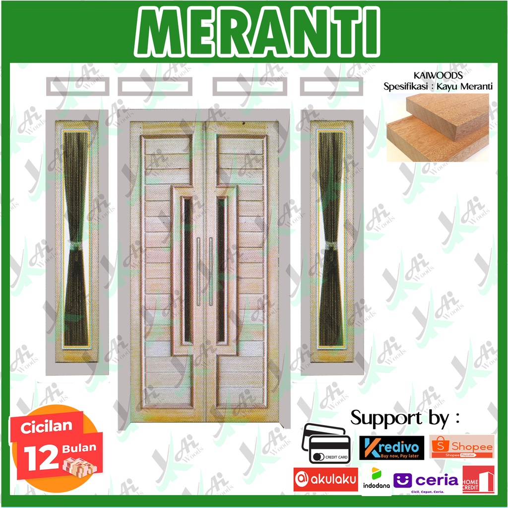 Fullset Pintu Double Kayu Meranti Oven