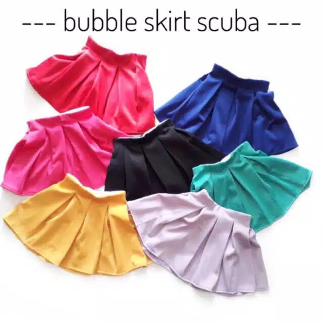 Rok Bubble Skirt Anak Perempuan All size 2-4 Tahun Scuba Premium Karet Pinggang Full