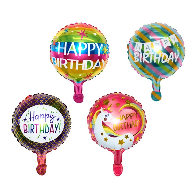 1 Pc Pack 10 Inch Round Happy Birthday Letter Aluminum Foil Balloons