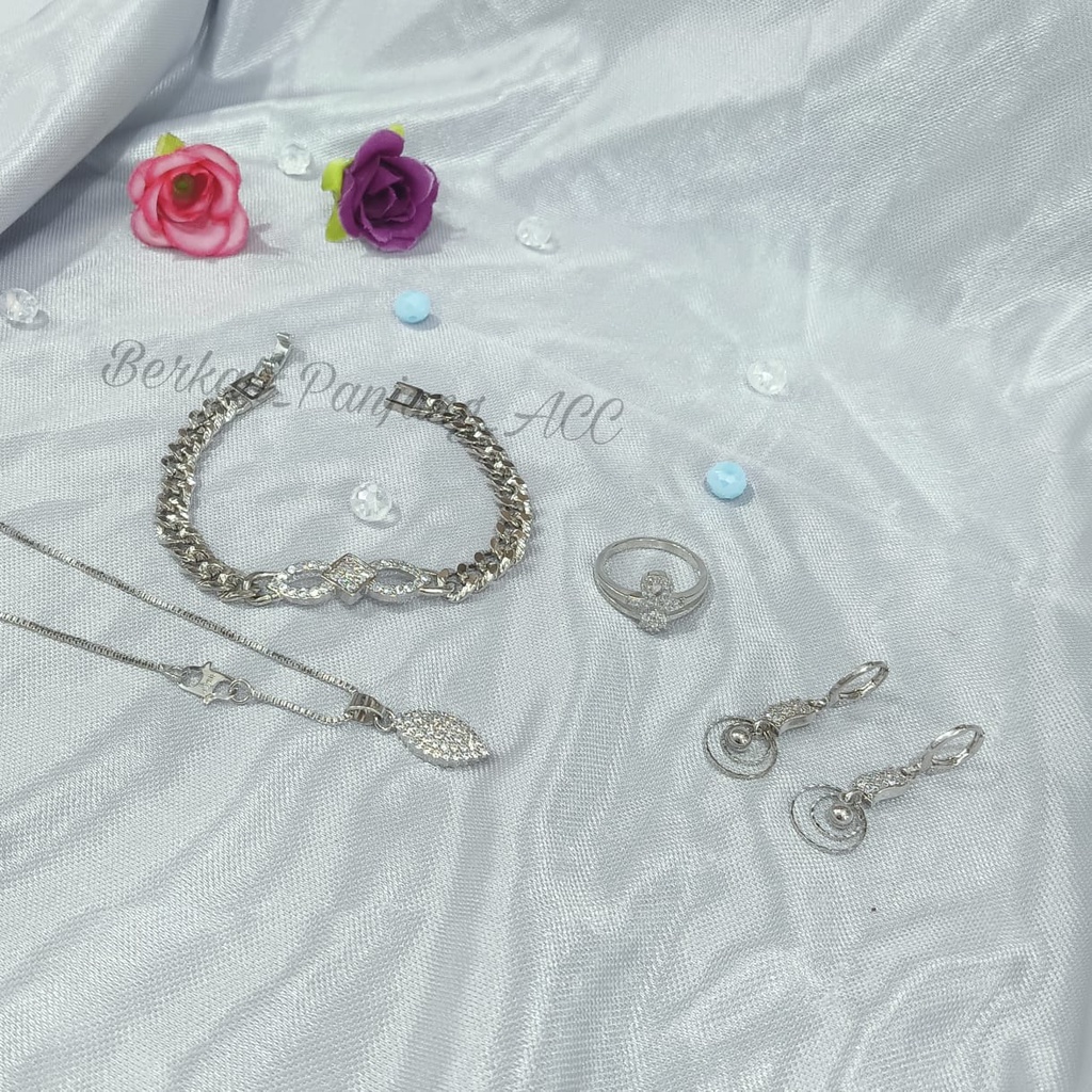 SET DEWASA  TETES DAUN perhiasan super berkelas fashion korea anti karat dan anti luntur