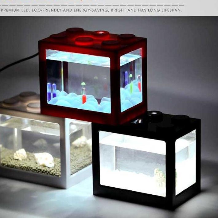 AKUARIUM MINI IKAN CUPANG HIAS AQUARIUM AQUASCAPE MINI KECIL LEGO KOTAK UNIK AKRILIK MURAH A04