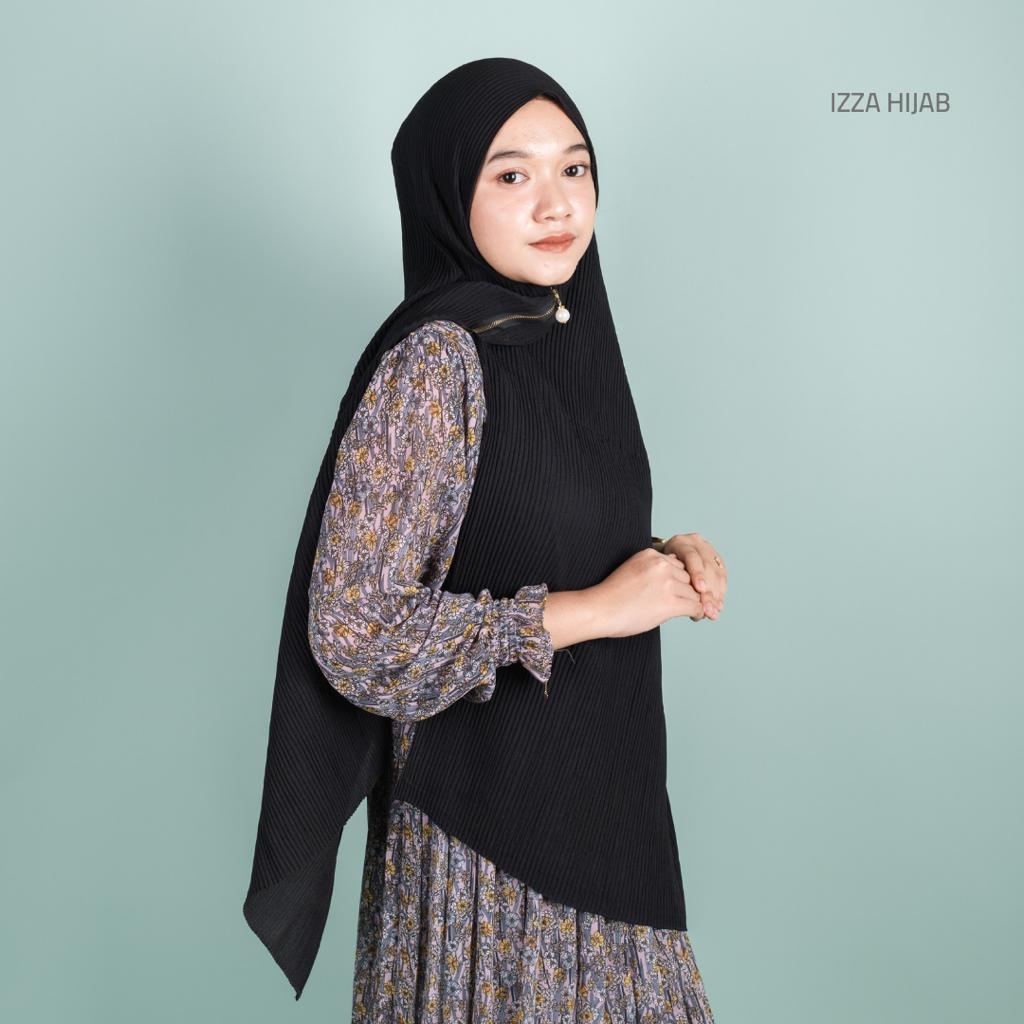 PASHMINA FULL PLISKET ZIPPER RESLETING/ PASHMINA ZIPPER RESLETING DIAMOND BY IZZA-HITAM