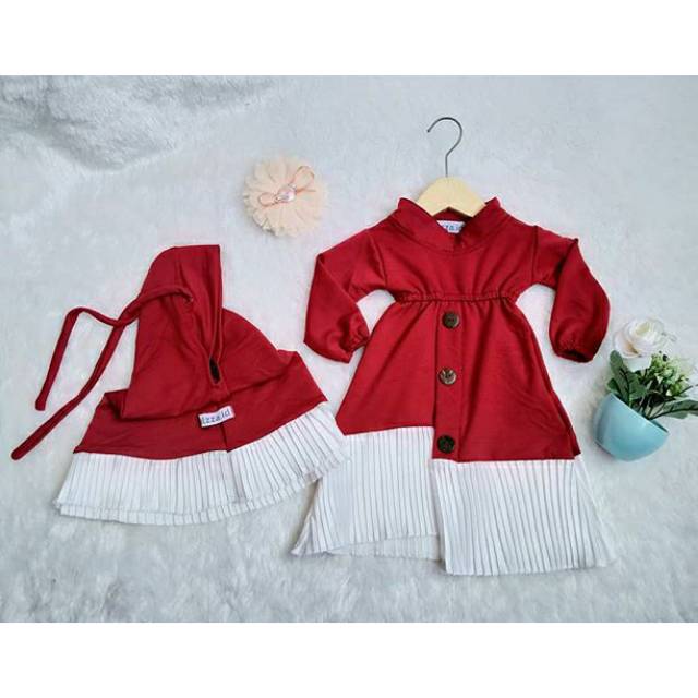  Plisket  dress gamis  anak baju  muslim anak gamis  plisket  