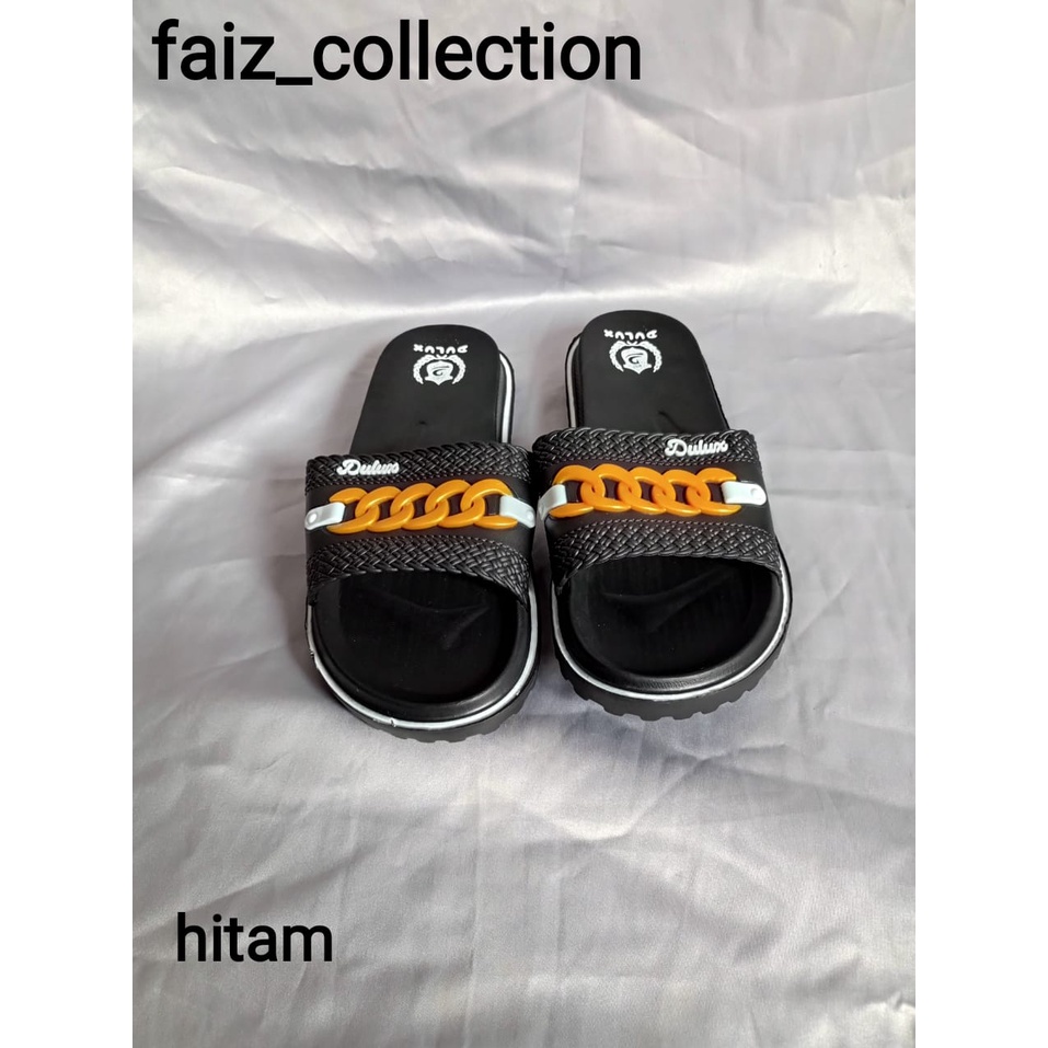 Sandal Selop Wanita Motif Rantai Dulux , Bahan Karet