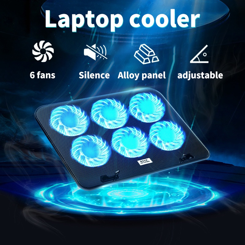 SH8 Cooling Pad Laptop Kipas Fan Pendingin Laptop Portable 6 Fan LED Silent Noise ICE COOREL Cooling Pad Laptop 6 Fan K6