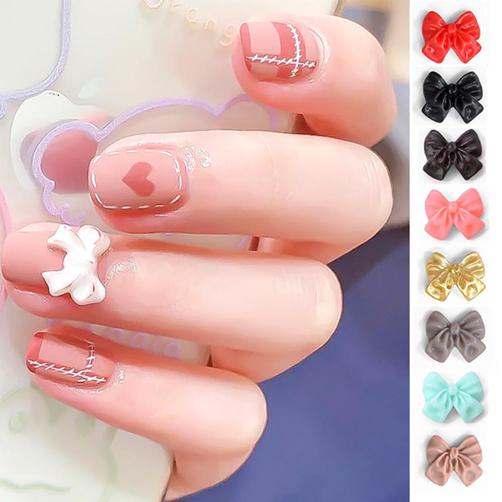 AUGUSTINA Dekorasi Nail Art Agustina 10Pcs Perhiasan Kuku Ikatan Simpul Halus DIY