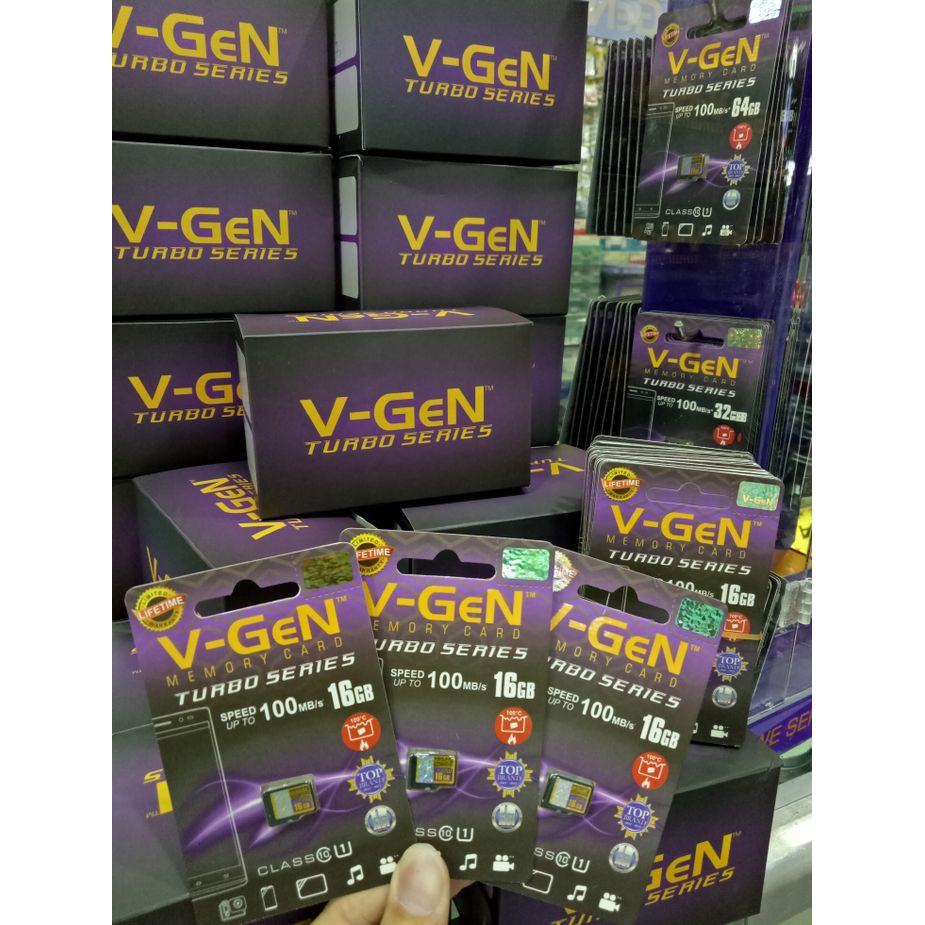 VGen MicroSD 16GB Memory Card Class 10 Ori Resmi Real Micro SD TF CARD 16 GB Turbo Series V-Gen