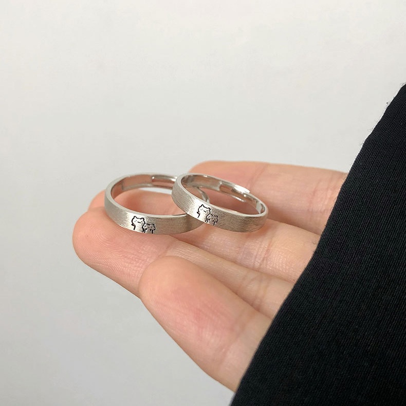 Cincin Model Terbuka Adjustable Desain Kucing Untuk Pria Dan Wanita