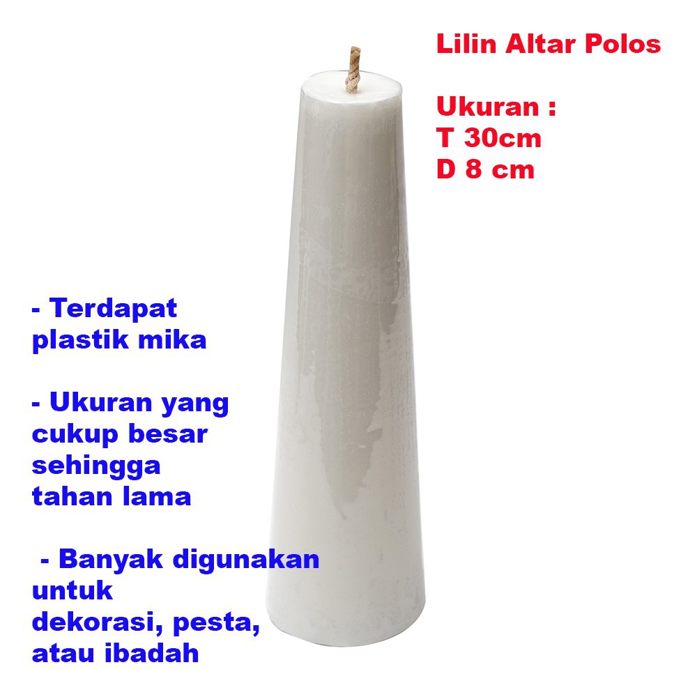 Lilin Altar/Lilin Rohani Doa Putih Polos 30Cm
