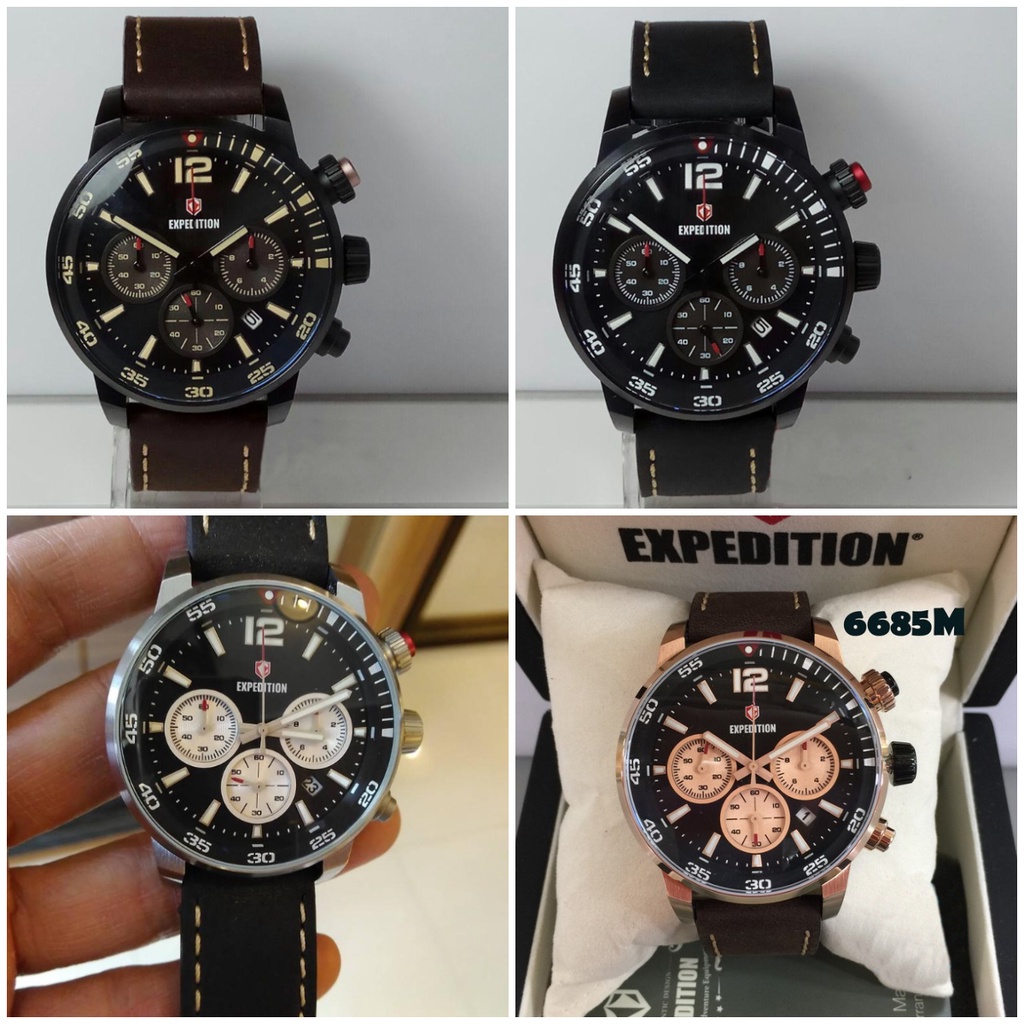 Jam Tangan Pria Original Expedition E 6685 E6685 Sport Leather Garansi Resmi 1 Tahun