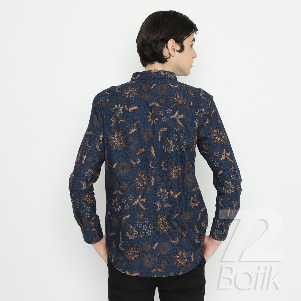 KEMEJA BATIK PRIA Lengan Pendek Premium Motif Kembang Warna Biru 722480 Cap 72 - Baju Kemeja Atasan Pakaian Setelan Batik Pria Cowok Laki Laki Remaja Keluarga Kantor Lengan Pendek Modern Slimfit Slim Fit Premium Kekinian