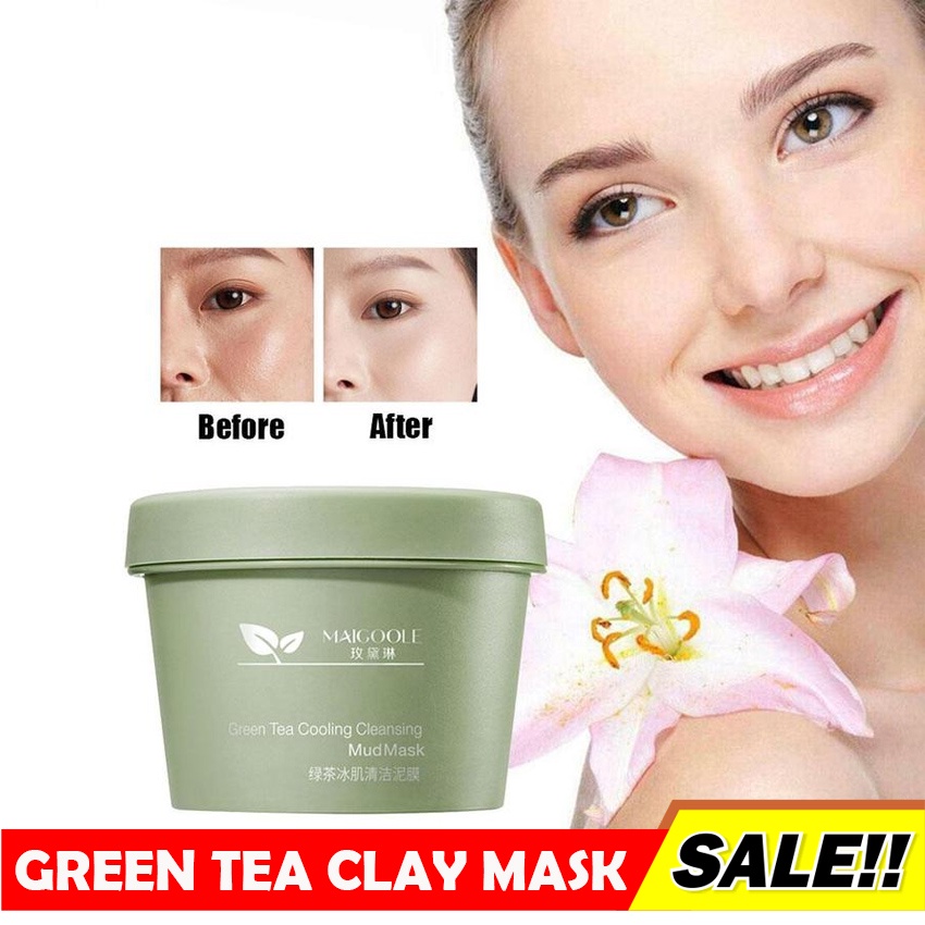 [100% ASLI] MAIGOOLE GREEN TEA COOLING CLEANSING MUD MASK /CLAY MASK MASKER WAJAH KOMEDO