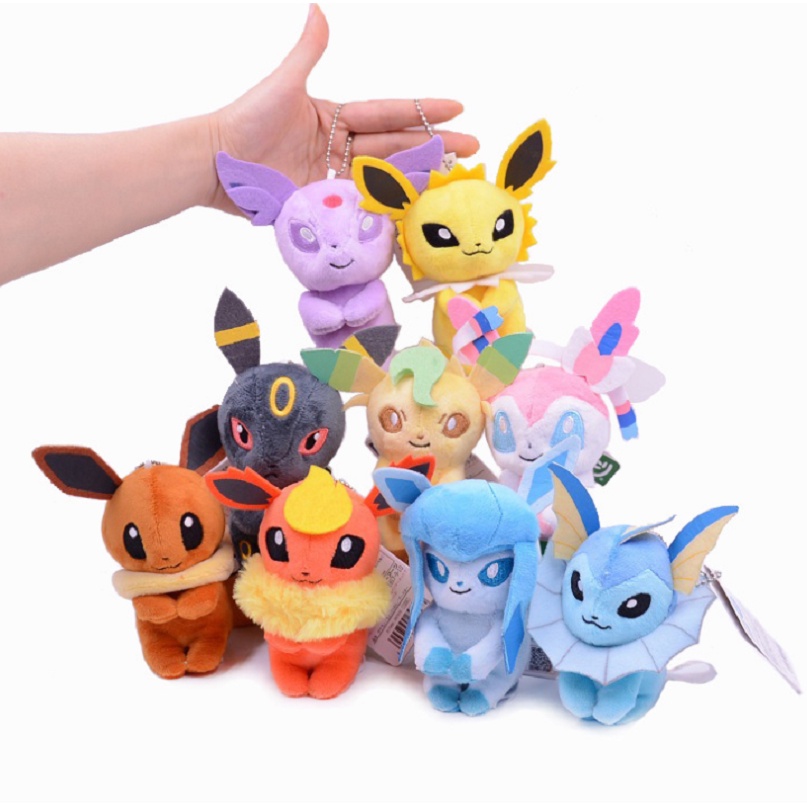 Mainan Boneka Pokemon Plush Toys Keychain Stuffed Pendant Doll Eevee Leafeon Sylveon Flareon Umbreon Vaporeon Espeon Doll Kids Birthday Gifts