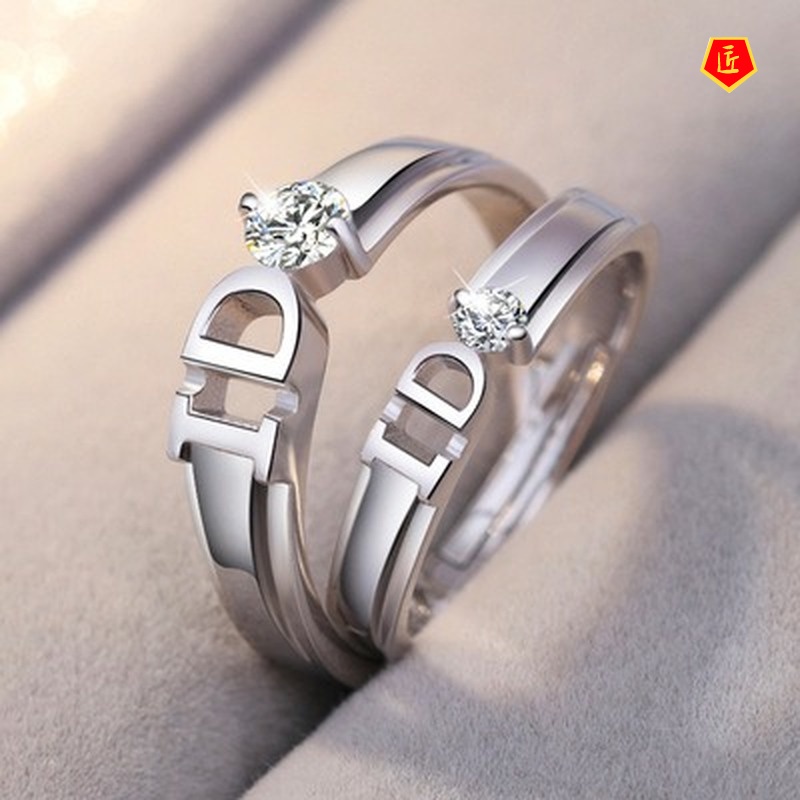 [Ready Stock]Creative Couple Ring Female Moissanite Fashion Elegant