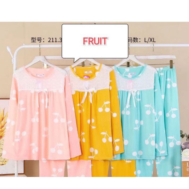 Piyama PP tebal full print L & XL-NONKANC FRUIT IJO