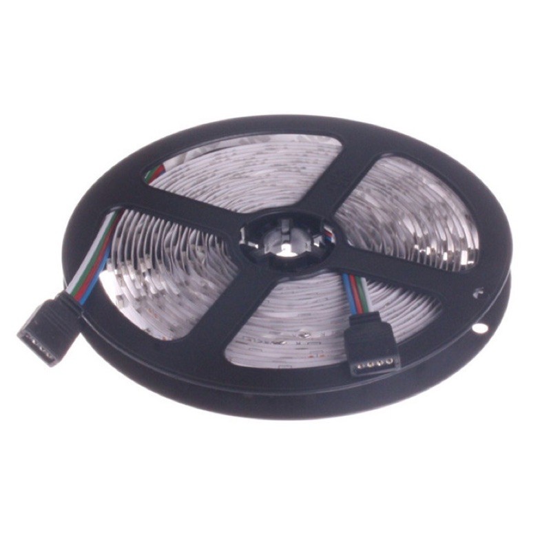 RGB LED Strip 3528 300 LED 5 Meter with 12V 2A Light Controller &amp; Remote Control - Black