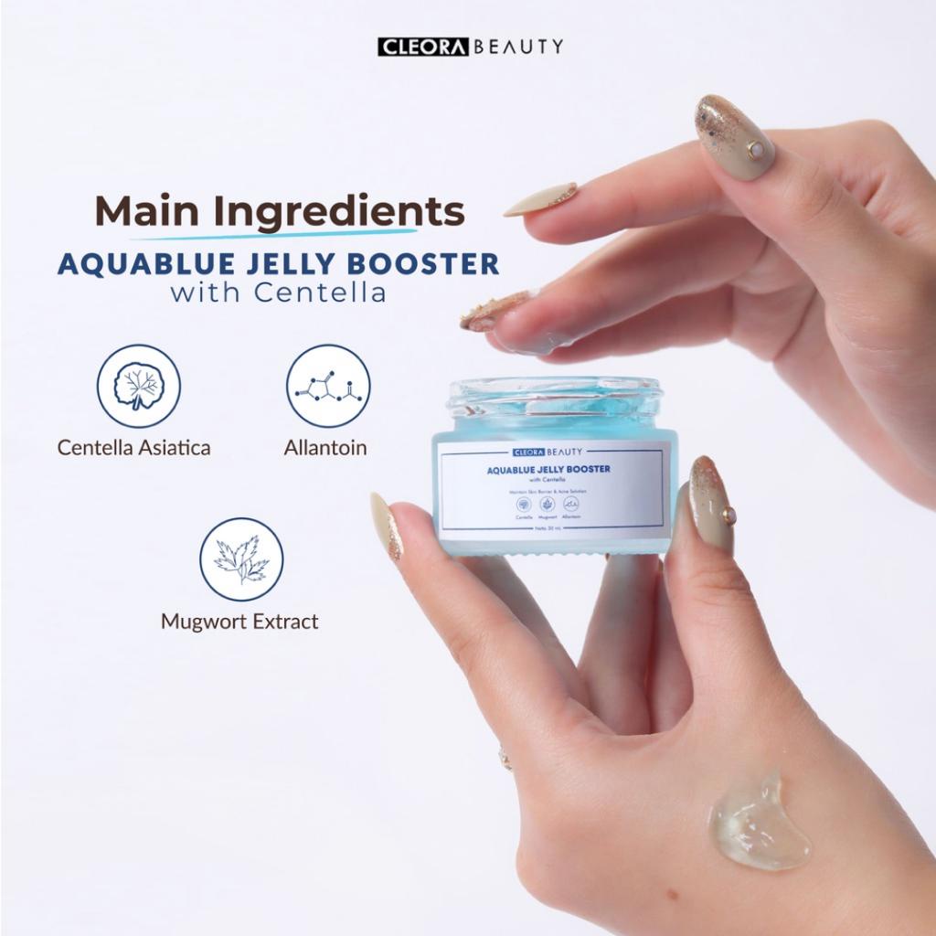 [ Agen Resmi ] Cleora Beauty - Aquablue Jelly Booster with Centella | Moisturizer Gel Original BPOM