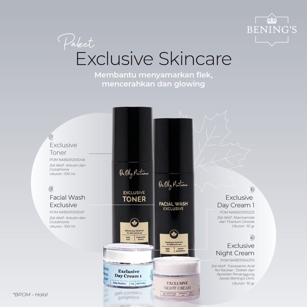 Jual Paket EXCLUSIVE Bening Skincare Dr Oky Pratama Bening's Clinic