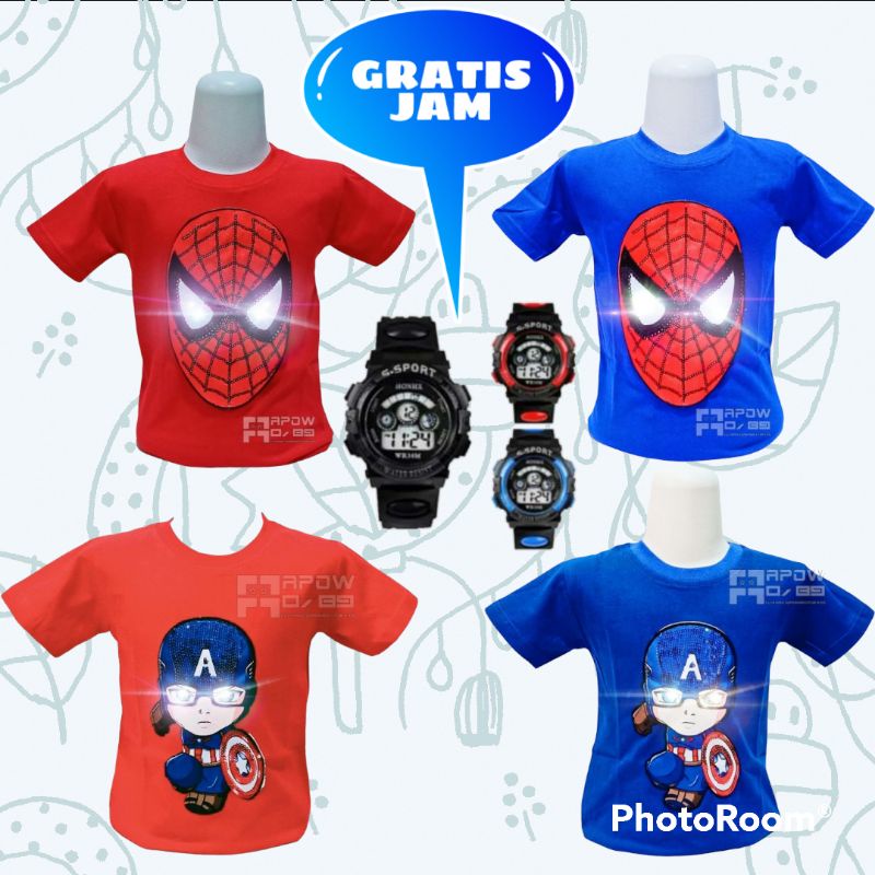 Baju anak karakter led motif capten amerika