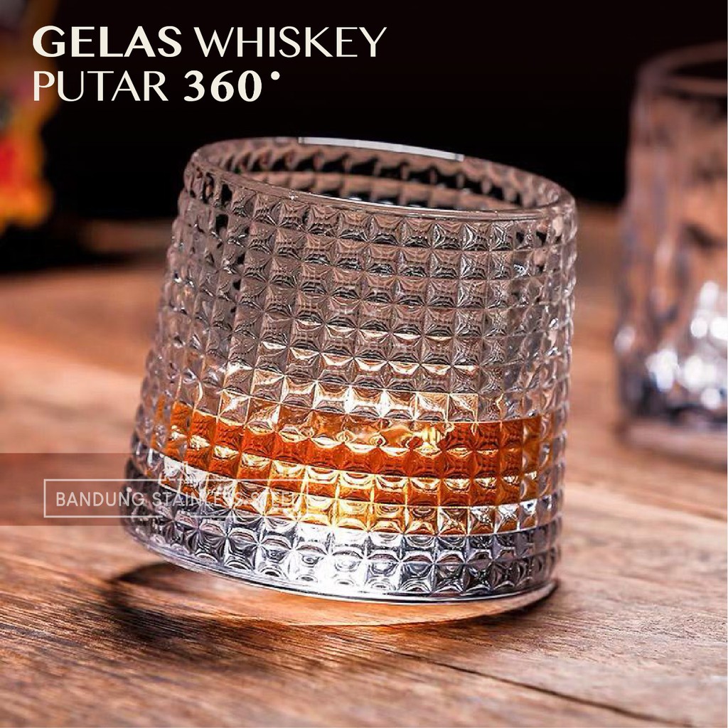 Gelas Whiskey Putar 150ml Kaca Kristal Unik Tebal Spinning Glass Gangsing Whisky Nordic Perancis