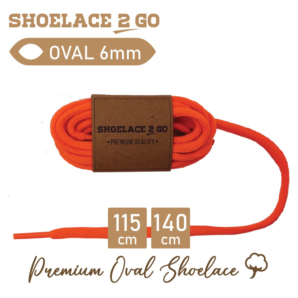 SHOELACE 2 GO PREMIUM TALI SEPATU LONJONG OVAL - SO6 - I1 - ORANGE - 6MM