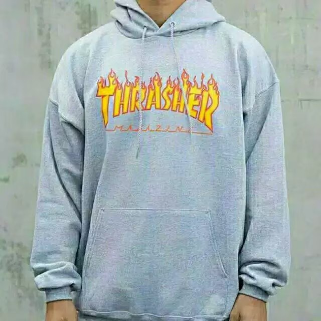 Jaket Hoodie Motif Api *Thrasher Magazine / Sweater Motif Api Unisex / Hoodie Casual Pria Wanita Terbaru /  Sweater Motif Api Thrasher Magazine