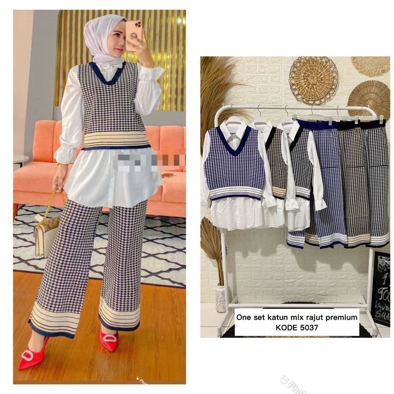ONE SET IMPORT BANGKOK/SETCEL WANITA IMPORT MURAH/ONE SET KATUN MIX RAJUT WANITA