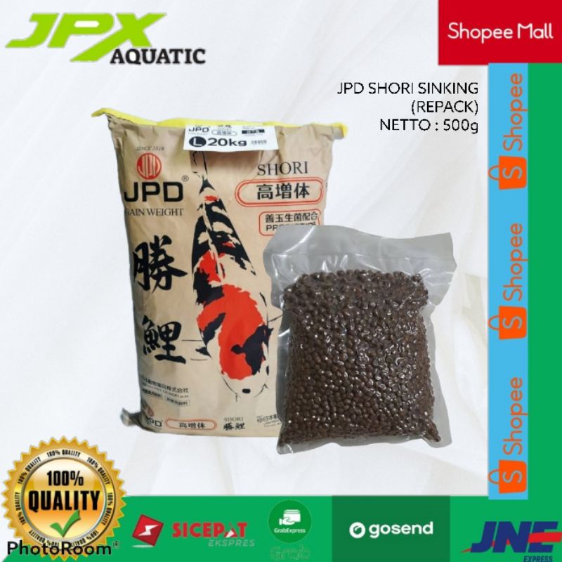 JPD SHORI SINKING 500 GRAM ( REPACK ) / PELET KOI / PAKAN KOI JPD / PELET KOI REPACK / KOI / JPD KOI