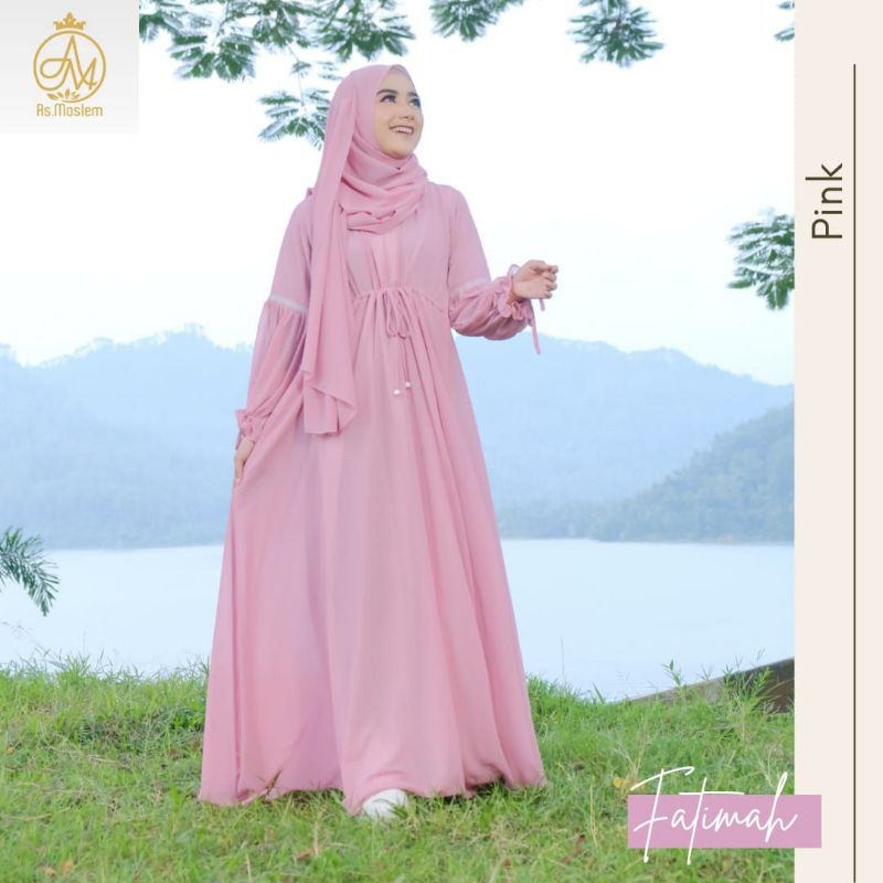 COD Fatimah Dress set pashmina By As Moslem / gamis terbaru