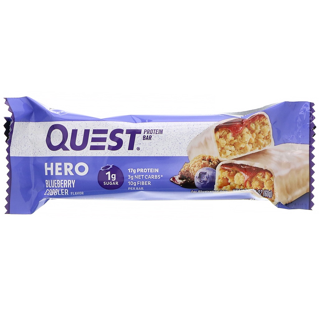 

Quest Hero Keto Ketogenic Protein Bar Blueberry Cobbler Low Sugar Carb