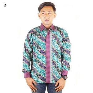 Sale!! Kemeja Batik Pria Semi Sutra Mega Mendung Dengan Furing