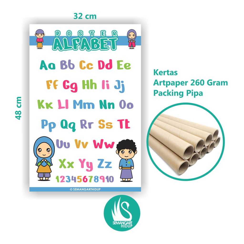 Poster Edukasi Anak PAUD TK SD Alfabet ABC