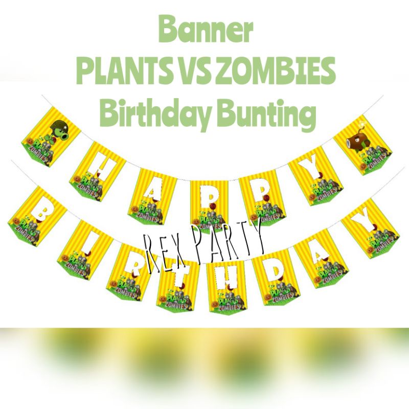 Banner Plants Vs Zombies/Plants Vs Zombies Bunting/Banner HBD/Birthday Banner/Plants Vs Zombies/Bann