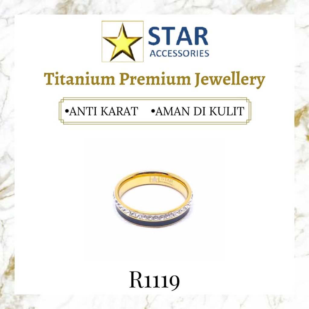 Cincin Titanium List Hitam Gold | Cincin Titanium Garis Hitam Emas