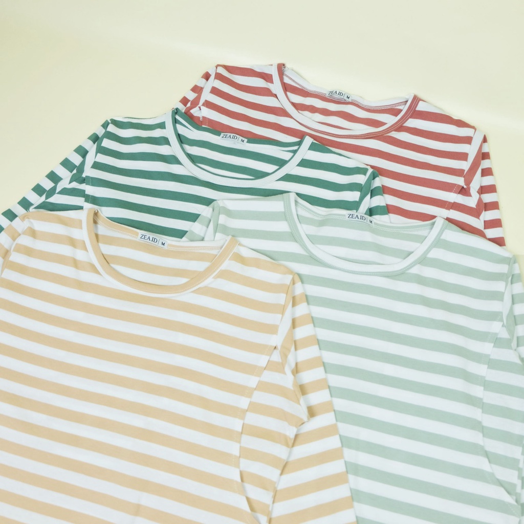 Kaos menyusui garis / baju busui lengan panjang motif stripe bahan cotton combed by Caiskids
