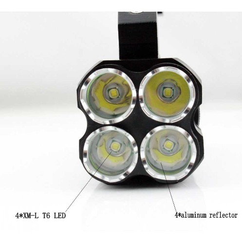 Senter Berburu Cree T6 40 Watt 3800 Lumens 4 LED Super Terang 4 x Baterai 18650
