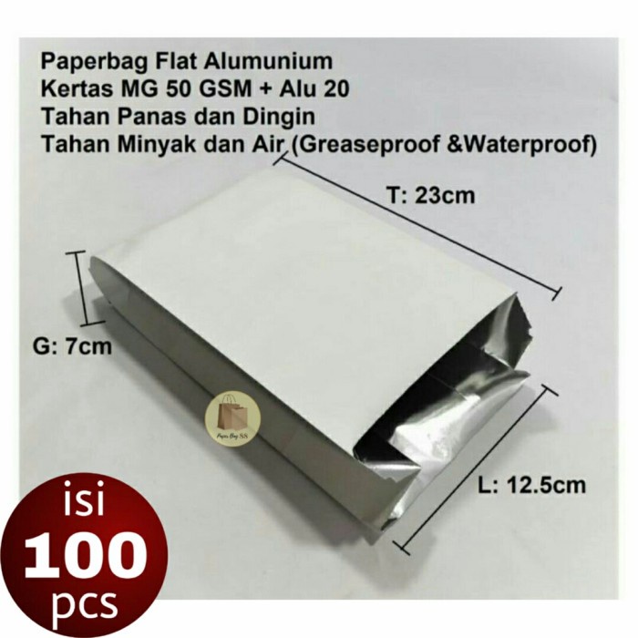 

(TERLARIS) Paperbag Alumunium S 12.5x7x23 cm Tahan Panas & Dingin (isi 100 pcs)