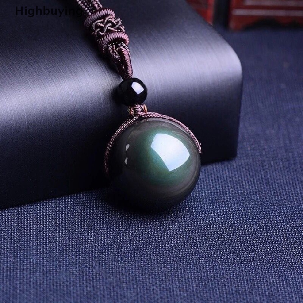 Perhiasan Kalung Manik-Manik Batu Obsidian Mata Hujan Untuk Hadiah Glory