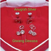 (COD)Giwang toge dewasa mata bungkus diamond putih kilau perak asli 925/Silver lapisan emas putih murni!!