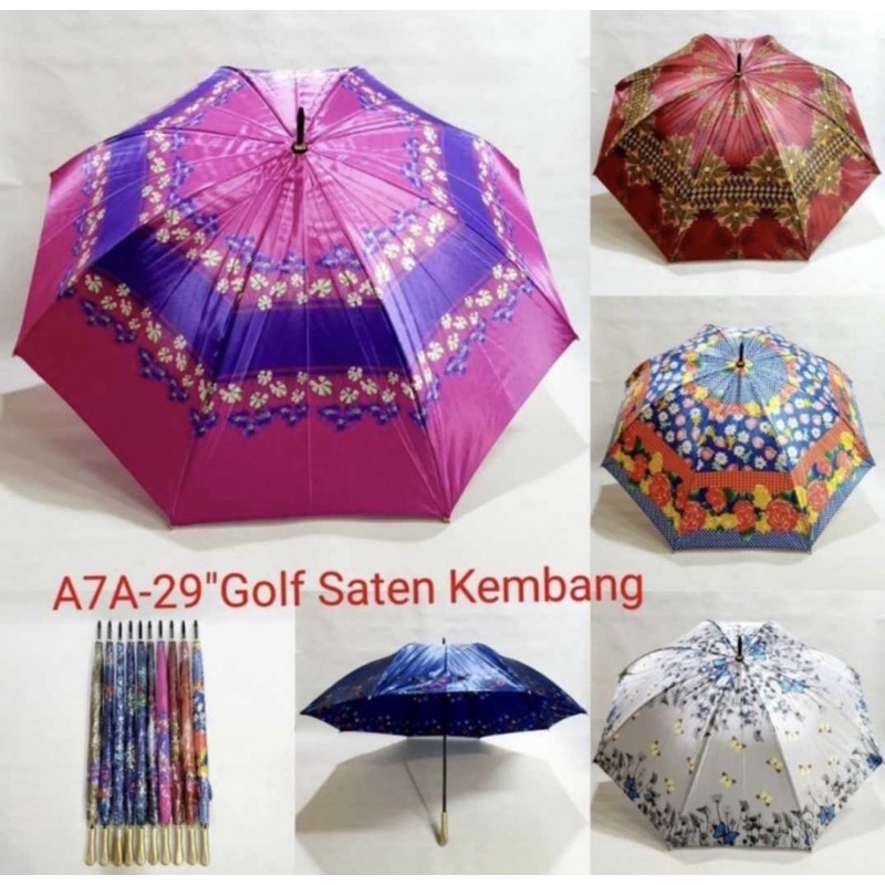 Payung Golf Besar Jumbo Bahan saten kembang random