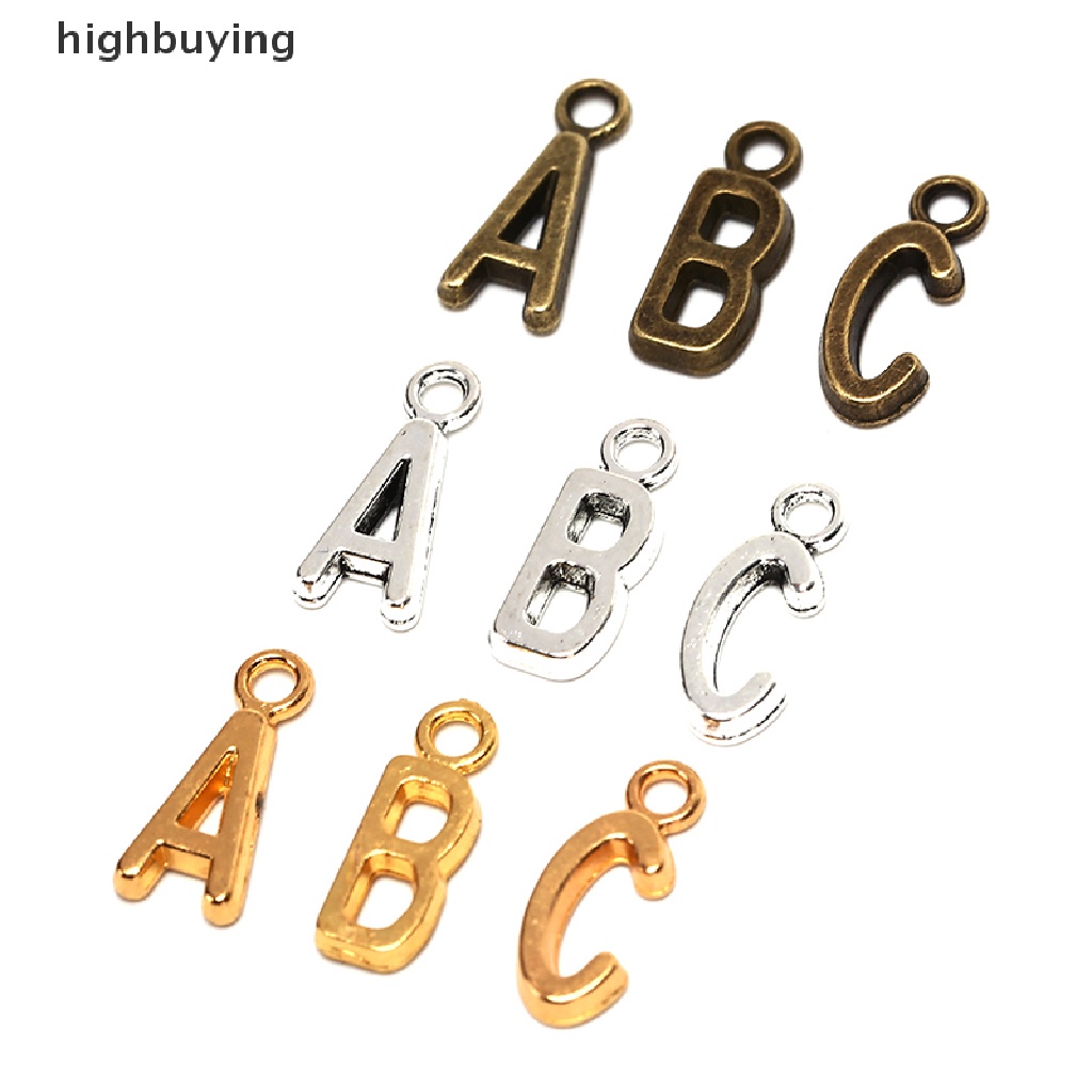 Hbid 26Pcs Liontin Huruf Alfabet A-Z Warna Silver / Gold Untuk DIY Perhiasan Charms