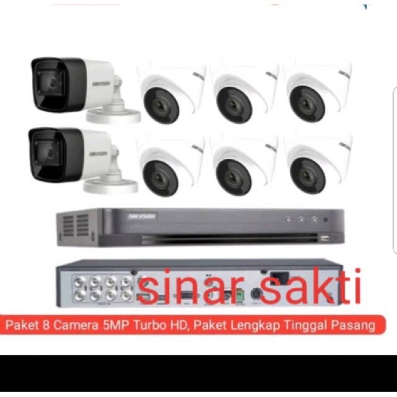 PAKET CCTV HIKVISION 8 CAMERA 5MP 2560P INCLUDE AUDIO + HDD 4TB ( Lengkap Tinggal Pasang )